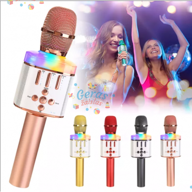 Belaidis Bluetooth Karaoke mikrofonas Q136 Su šviesos efektais 6