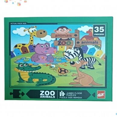 Dėlionė Jumbo Floor Puzzle Zoo Animals, 35 det 1