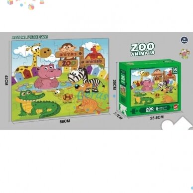 Dėlionė Jumbo Floor Puzzle Zoo Animals, 35 det 2