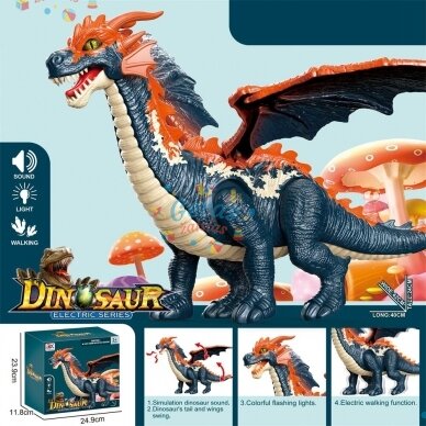 Drakonas su šviesos ir garso efektais Ao Xie Toys, mėlynas 2