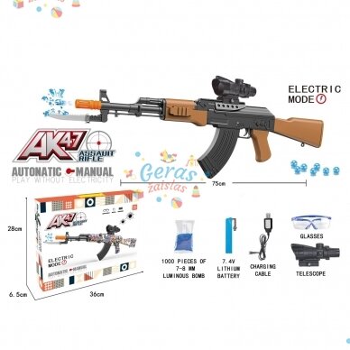 Elektrinis gelio kulkų šautuvas automatas AK-47 + 8000 kulkų dovanų 6